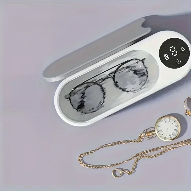 Shiny Box - Limpiador ultrasónico portátil para gafas, joyas y relojes. Bateria larga duración.