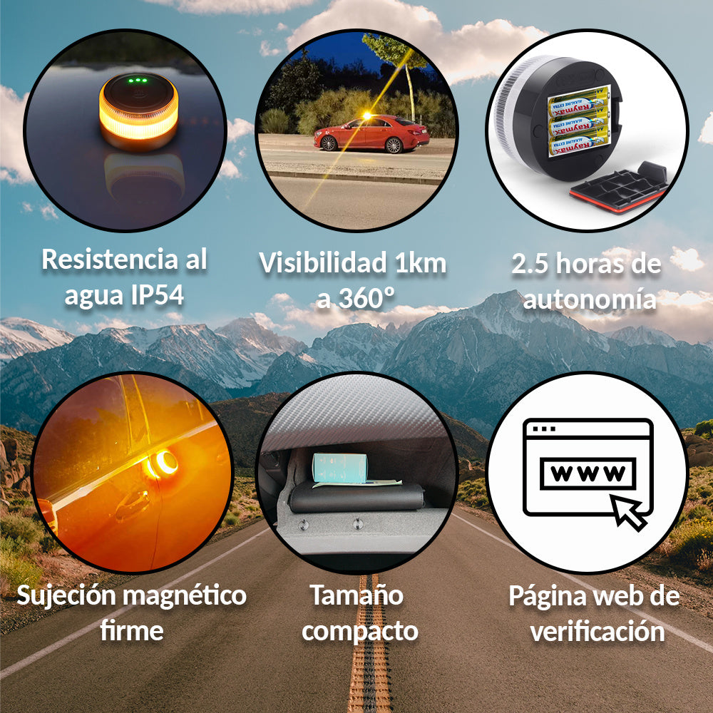 Baliza V16 Geolocalización DGT 3.0, SIM y Datos Pagados hasta 2038